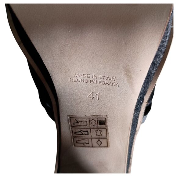 Free People Sandals 9.5 Womens Black Textile Platform Block Ultra High Buckle - Picture 10 of 10